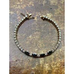 HANS Tennis Bracelet Gold Vermeil with Dark Blue/Black Sapphires and Cubic Zirc.